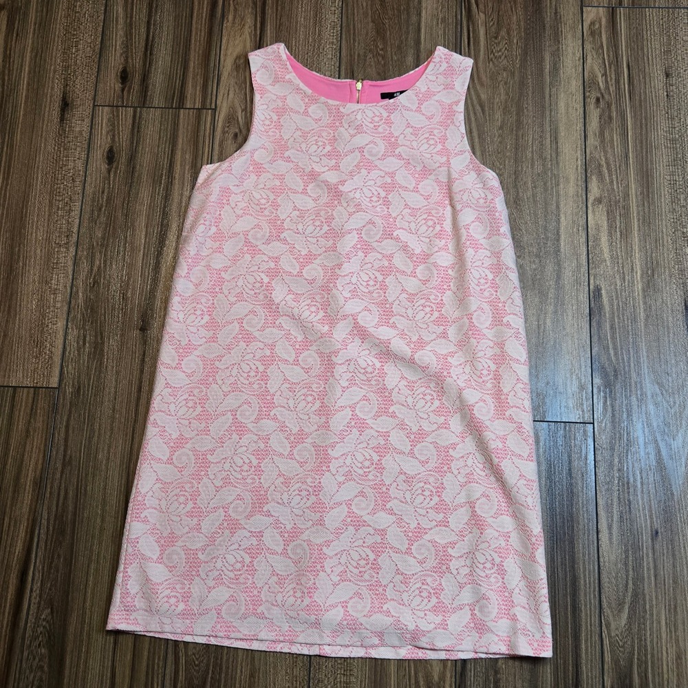 H&M‎ Pink White Lace Floral Dress Size M
